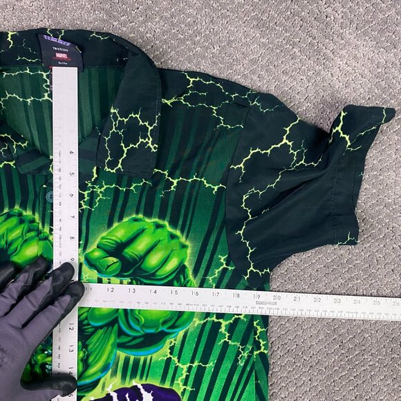 Vintage 2002 The Incredible Hulk Button Up Shirt Boy's XL Marvel Comics Y2K - Picture 6 of 8